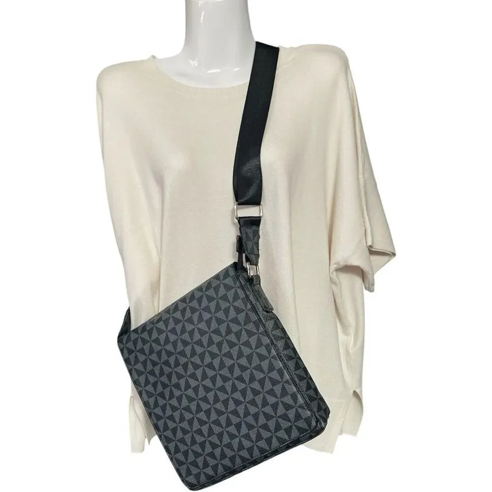 Black Gray Monogram  Shoulder Crossbody Messenger Bag